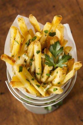 These are some delicious garlic parsley French fries.